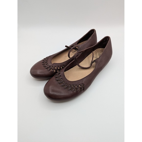 Hush Puppies Womens Brown Leather Ballet Flats Mary Jane Style Shoes Size 9M - Picture 2 of 7